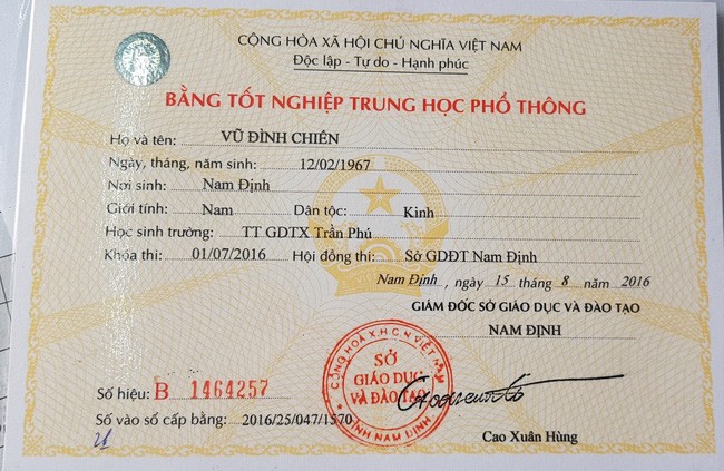 làm bằng cấp 3, THPT tại nam định